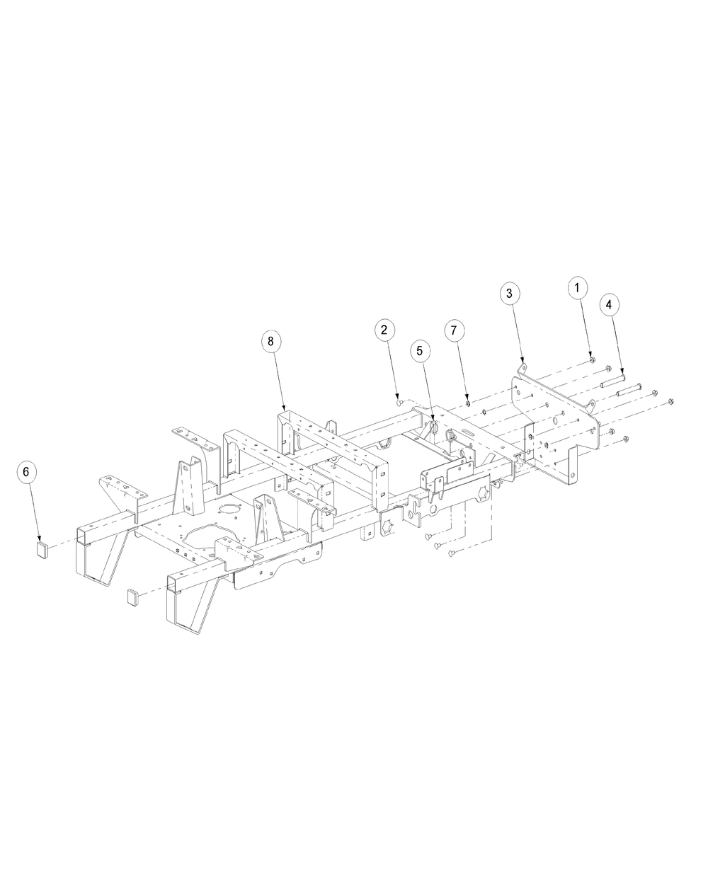 Frame Assembly Diagram and Parts List for M60-KW ROPS-53CH5D8X750-25HP-OHV Cub Cadet Lawn Tractor